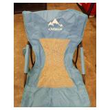 Oileus Folding Portable Beach Chair, High-Back Low-Seat Lightweight Chair for Beach Tents, Shelters, and Camping, Full Mesh Backrest | Cup Holder | Storage Bag | Carrying Bag | 2 Armrests - Retail: $1