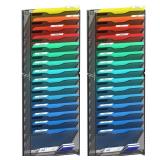 samstar 2 Pack 16 Tier Wall File Organizer Hanging Wall File Holder Wall Mount Paper Folder Organizer, Magazine Rack, Pack of 2 - Retail: $86