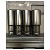 NCOEN 600N.m 1/2 Impact Gun 2x 4.0 Batteries Cordless Wrench 1/2 Max Torque 450ft/lbs, with 4 Sockets and Portable Carrying Case Blue Impact Driver - Retail: $73