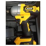 NCOEN 600N.m 1/2 Impact Gun 2x 4.0 Batteries Cordless Wrench 1/2 Max Torque 450ft/lbs, with 4 Sockets and Portable Carrying Case Blue Impact Driver - Retail: $73