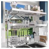 Over The Sink Dish Drying Rack,3 Tier Adjustable Length (25.5