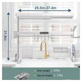 Over The Sink Dish Drying Rack,3 Tier Adjustable Length (25.5