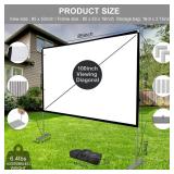 Outdoor Projector Screen with Stand 100 Inch: Portable Projection Screen 16:10 4K HD Outdoor Movie Screen with Carry Bag for Home Backyard Theater - Retail: $47
