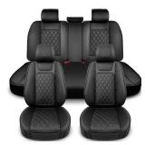 Leather Car Seat Covers Full Set,Unique Rear Design Easy to Install Car Seat Cover Protectors,Universal Full Surround Front Back Auto Seat Cover,Car Seat Cover for Sedan Cars Pick-up Trucks SUV - Reta