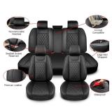 Leather Car Seat Covers Full Set,Unique Rear Design Easy to Install Car Seat Cover Protectors,Universal Full Surround Front Back Auto Seat Cover,Car Seat Cover for Sedan Cars Pick-up Trucks SUV - Reta