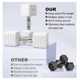 50LBS Hand Weights Set Adjustable Dumbbell Sets for Men Women, 5 in 1 Free Weights Dumbbells Set Adjust Dumbbell Weight Sets for Home Gym Exercise Workout Strength Training Equipments, White - Retail: