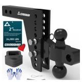 CROSSHIP Adjustable Drawbar Trailer Hitch, Fits 2-Inch Receiver, 6-Inch Drop/Rise Drop Hitch,Solid 2\" & 2-5/16\" Balls Mount & Tube Shank, 26,000 LBS GTW Towing for Heavy Duty Trucks - Retail: $106