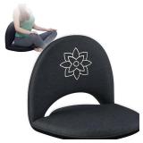 Mindful Modern Meditation Chair | Adjustable Floor Chair with Back Support | Padded Floor Seat for Posture Support and Comfort | Portable Folds Flat for Storage | Indoor/Outdoor Use | Stone Black - Re