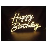 Happy Birthday Sign Large Size 22.5x14inch 5V Happy Birthday Neon Sign for Backdrop with Dimmer Switch 10 Adjustable Brightness Reusable Happy Birthday Light up Sign for Birthday Party (Warm White) - 