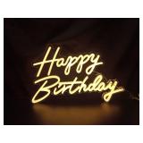 Happy Birthday Sign Large Size 22.5x14inch 5V Happy Birthday Neon Sign for Backdrop with Dimmer Switch 10 Adjustable Brightness Reusable Happy Birthday Light up Sign for Birthday Party (Warm White) - 