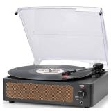 Vinyl Record Player with Speakers Vintage Turntable for Vinyls Records Belt-Driven Turn Table Support 3-Speed, Wireless Playback, Headphone, AUX-in, RCA Line LP Phonograph for Sound Enjoyment Black - 