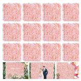 Flower Wall Panel Wedding Backdrop: 24 Pcs Blush Artificial Flower Wall Backdrop 3D Silk Hydrangea Floral Wall for Bridal Shower Party Birthday Decoration (15 x 15 Inch) - Retail: $125