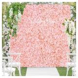 Flower Wall Panel Wedding Backdrop: 24 Pcs Blush Artificial Flower Wall Backdrop 3D Silk Hydrangea Floral Wall for Bridal Shower Party Birthday Decoration (15 x 15 Inch) - Retail: $125