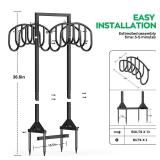 Garden Water Hose Holder Holds 2 * 150Ft Hoses, Heavy-Duty Metal Freestanding Hose Holder with 4 Spikes, Rustproof Garden Hose Reels Hose Hanger Storage for Outside, Yard, Lawn, Farm, Black - Retail: 