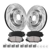 Anpulsero Front Brake Pads and Rotors Kit Compatible with 2006-2018 Toyota RAV4 [w/3rd Row Seating ONLY], Front Automotive Replacement Brake Kits - OE Drilled Slotted Brake Rotors - 296mm(11.7in) - Re