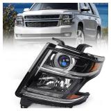 FIONE Headlight Compatible with Chevy Tahoe/Suburban 2015-2020 DRL Halogen Headlamp NOT HID Black Housing Left Driver Side LH W/O Bulbs - Retail: $152