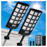 BINGLUX Solar Street Lights Outdoor 2 Pack, 35000LM 6500K Solar Lights Outdoor Waterproof Dusk to Dawn, LED Flood Security Lights Motion Sensor with Remote Control for Yard Path Parking Lot Lighting -