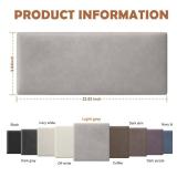 IFNOW Wall Mounted Upholstered Headboard Queen, 3D Peel and Stick Soundproof Panels, Reusable and Removable Padded Leather Bed Headboard, 9 Panels 9.84\" x 23.62\", Light Grey - Retail: $90