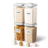 Ankou Airtight Food Storage Container with Pop Lid & 130ml Scoop, 4L/4.2qt *4 BPA-Free Cereal, Rice, Flour, Pasta & Snack Container, Stackable & Durable,Kitchen Pantry Organizer - Retail: $80