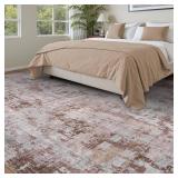 Brown 8x10 Area Rugs for Living Room Bedroom Room Rug Carpet Washable Dining Room Office Rug Non Slip Modern Abstract Neutral Low Pile - Retail: $80