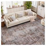 Brown 8x10 Area Rugs for Living Room Bedroom Room Rug Carpet Washable Dining Room Office Rug Non Slip Modern Abstract Neutral Low Pile - Retail: $80