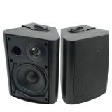 Herdio 5.25 Inch Indoor Outdoor Bluetooth Speakers Patio Waterproof Wired Wall Mount System 300 Watts (Black) - Retail: $104