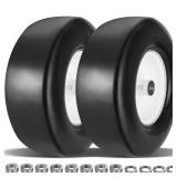 2 Pcs Upgrade 13x5.00-6 Flat Free Lawn Mower Tire and Wheel with 3/4\" Chrome Steel Bearings, Zero Turn Mower Front Solid Tire Assembly for Commercial Grade Lawn, Garden Turf, 4.2\"-5.2\" Centered Hub