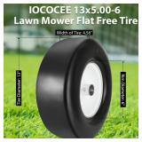 2 Pcs Upgrade 13x5.00-6 Flat Free Lawn Mower Tire and Wheel with 3/4\" Chrome Steel Bearings, Zero Turn Mower Front Solid Tire Assembly for Commercial Grade Lawn, Garden Turf, 4.2\"-5.2\" Centered Hub