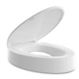 Ccbello ELONGATED toilet seat risers for seniors, Slow Close, Elevated toilet seat, Heavy Duty, Never Loosen, Raised toilet seat elongated bowl, White(18.5â) - Retail: $56