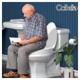 Ccbello ELONGATED toilet seat risers for seniors, Slow Close, Elevated toilet seat, Heavy Duty, Never Loosen, Raised toilet seat elongated bowl, White(18.5â) - Retail: $56