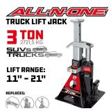 Powerbuilt 3 Ton All-in-One Hydraulic Bottle Jack and Jackstand in One Unit, Compact, Wide Base, 11-21 Inch Range, Eliminates Jackstands, for Unibody, Trucks, SUVs, RVs, Cars, Trailers, ASME - 640912 