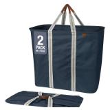 CleverMade Collapsible Laundry Basket Hamper - Navy Noir Cream 2-Pack 64L - Space Saving Storage Organizer with Handles Foldable Home Organization - Retail: $50