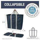 CleverMade Collapsible Laundry Basket Hamper - Navy Noir Cream 2-Pack 64L - Space Saving Storage Organizer with Handles Foldable Home Organization - Retail: $50