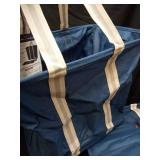 CleverMade Collapsible Laundry Basket Hamper - Navy Noir Cream 2-Pack 64L - Space Saving Storage Organizer with Handles Foldable Home Organization - Retail: $50