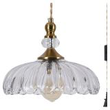 DHDSOUR Plug in Hanging lampï¼Glass Hanging lamp, Modern Retro Golden Ceiling Light, Living Room, Farmhouse Corridor, Bedroom, Dining Room, Kitchen Island, with 14.7 feet Rope on/Off Function - Re