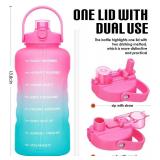 HydroPal 1 Gallon Water Bottles with Straw, 128 oz Water Bottle BPA Free Innovative 2-IN-1 Lid Gym Bottle with Times to Drink Motivational, Large for Sports Fitness Camping Water Jug ï¼13.8X5.5 in