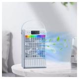 Small portable air cooler 1500ml, silent cooling spray, home, office, dormitory desktop - white - Retail: $50