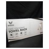 AONEON Free Standing Towel Rack Brushed Nickel 2-Tier Towel Holder for Bathroom Floor Stand with Heavy Marble Base Thicken Steady Design Stainless Steel AN7001BR - Retail: $70