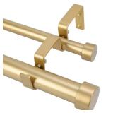 OLV Gold Double Curtain Rods for Windows 72 to 144 Inch(6 to 12 Feet),1 Inch Adjustable Dual Curtain Rod, Heavy Duty Double Drapery Pole with End Cap Design for Living Room, Bedroom, Farmhouse - Retai
