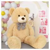 MaoGoLan Giant Teddy Bear 4 Feet,Adorable and Cuddly Big Bear Stuffed Animal 47\", Classic Teddy Bear Plush Gift Decoration for Baby Shower,Party,Birthday,Valentines Day,Tan - Retail: $35