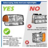 KarSpareHub Headlights Assembly for 99-07 GMC Sierra, Compatible with 99-06 GMC Yukon Headlamp Replacement Chrome Housing Driver & Passenger Side - Retail: $80