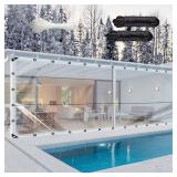 8x20ft Clear Tarp with Grommets, Upgraded Edge Heat Fused Tear Resistant Clear Heavy Duty Tarps, Clear Vinyl Tarps for Patio Fencing, Rain, Wind, Cold, Chicken Coops,and Moreï¼Windproof Rope+Zip T