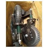 2Pcs 8 Inch Fence Gate Wheels with Brake 2 Install Heavy Duty Gate Wheels for Metal Wooden Gate Sliding Hardware 600lb Capacity 360Â° Rotation Spring-Loaded Farm Garden Caster Screwdriver Gloves Bla