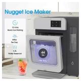 VECYS Nugget Countertop Ice Maker W/Side Tank, 44LBS Daily Ice Making Capacity, Portable Design Nugget Ice Maker Machine with Self-Clean Function, Grey - Retail: $330