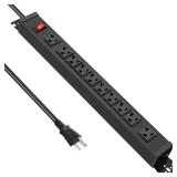 JUNNUJ Multi Angle Mount 10 Outlet 20 Amp Power Strip Heavy Duty, 2700J Surge Protector Under Desk with Switch 20A, Garage Workbench Gaming Outlet Table Wall Mountable, 6FT 12AWG Extension Cord - Reta