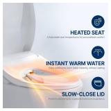 Inus N21 Electric Heated Bidet Toilet Seat Elongated, Warm Water, Smart Heated Water Luxury Bidet Toilet Seat with Kids Mode, Self Cleaning Nozzle, Tankless, Smart Touch Panel & Temperature Control - 