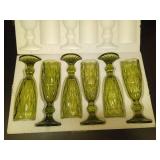 YTCYKJ Glass Green Champagne Flutes,Vintage Wine Glasses,Green Wine Glasses,Colored Glassware Set,Water Goblets for New Year Christmas,Party, Wedding, & Daily Use,5 oz, Set of 6 - Retail: $34