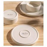 TheTerra Ceramic Dinnerware Sets for 6, 18 Pieces Handmade Reactive Glaze Plates and Bowls Set, Scratch Resistant Dish Set, Oven & Microwave & Dishwasher Safe, Ice Cream - Retail: $95