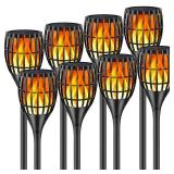 Ollivage Solar Torch Light with Flickering Flame, Solar Lights Outdoor Garden Waterproof Dancing Flames Light, Flickering Flames Garden Light, Landscape Decoration Pathway Patio Lights 43\",8P - Retai