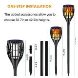 Ollivage Solar Torch Light with Flickering Flame, Solar Lights Outdoor Garden Waterproof Dancing Flames Light, Flickering Flames Garden Light, Landscape Decoration Pathway Patio Lights 43\",8P - Retai